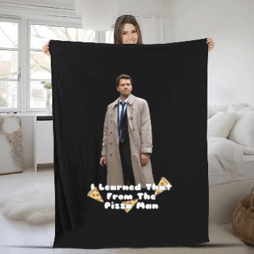 Discover Castiel Pizza man Fleece Blankets