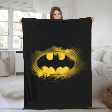 Discover Batman Symbol | Black and Yellow Logo Fleece Blankets