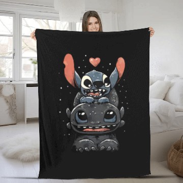Discover Stitch and Toothless Funny Fleece Blankets