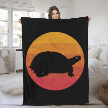 Discover Retro Vintage Box Turtle - Box Turtle - Fleece Blankets