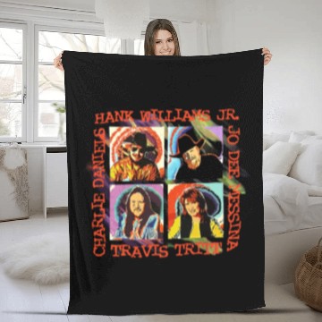 Discover Vintage 90s Hank Williams Jr Country Music Fleece Blankets