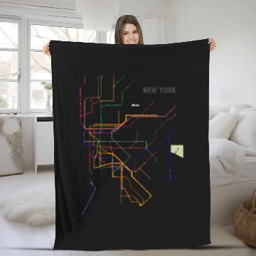 Discover New York Subway Map s Fleece Blankets
