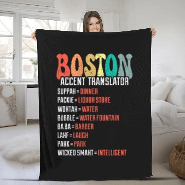 Discover Wicked Smaht Funny Boston Accent Translator Groovy Retro Fleece Blankets