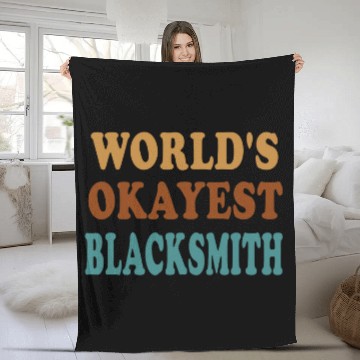 Discover Worlds Okayest Blacksmith Retro vintages Welder Ironworker Baseball Tees Fleece Blankets