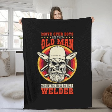 Discover Welder Move Over Boys Welding and Ironworker Baseball Tees Fleece Blankets