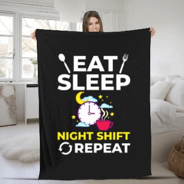 Discover Shift Work Night Job Worker Midnight Funny Coffee 5 Fleece Blankets