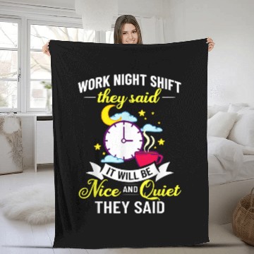 Discover Shift Work Night Job Worker Midnight Funny Coffee 4 Fleece Blankets