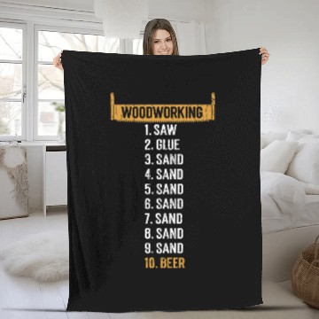 Discover Woodworking Glue Sand Funny Carpenter Wood Worker Graphic Fleece Blankets