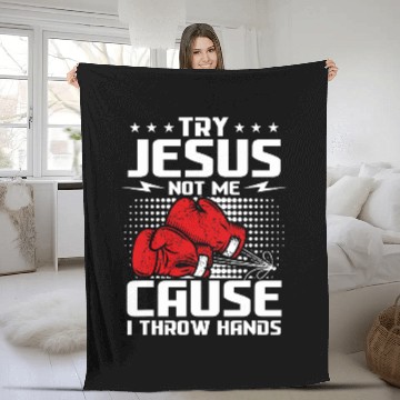 Discover Try Jesus not me cause I throw hands Baseball Tees Fleece Blankets