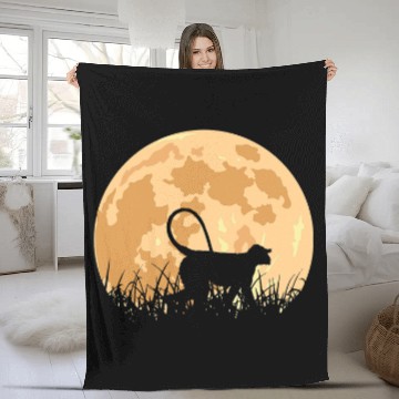 Discover Ape before Moon Fleece Blankets