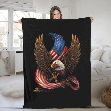 Discover American Bald Eagle American Flag Fleece Blankets