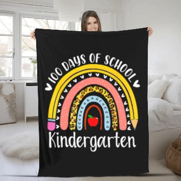 Discover 100 Days Of Kindergarten School Teacher Smarter Rainbow Fleece Blankets