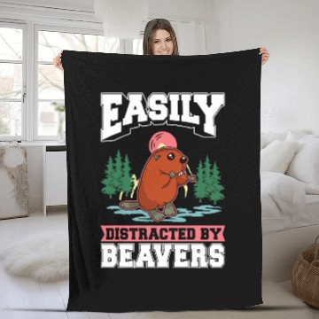 Discover Easily distracted by Beavers 1 Baseball Tees Fleece Blankets