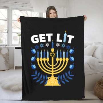 Discover Funny Ugly Hanukkah Sweater Lets Get Lit Menorah 298 Zip Fleece Blankets