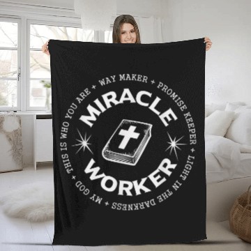 Discover Way Maker Miracle Worker Christian Saying Top for Men Fleece Blankets