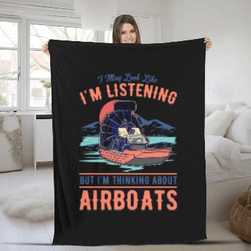 Discover Airboat Captain Swamp Boat Fleece Blankets