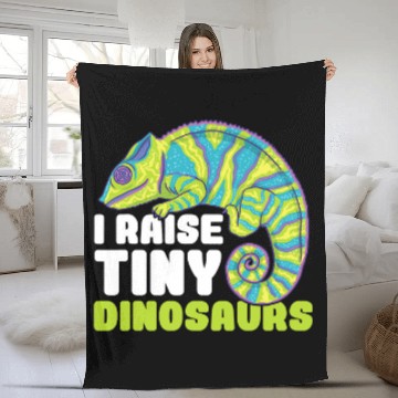 Discover Dino I Raise Tiny Dinosaur Chameleon Lizard Reptile Pet Animal Fleece Blankets