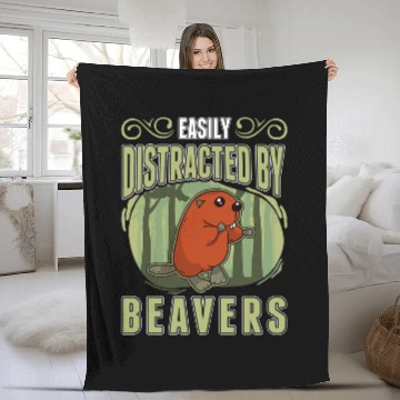 Discover Easily distracted by Beavers 3 Fleece Blankets