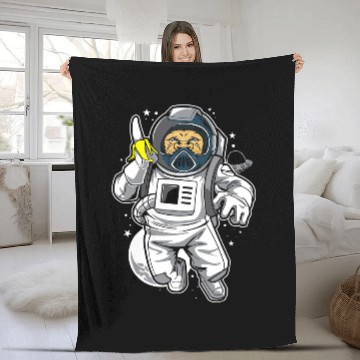 Discover Astronauts Chimpazee astronaut with banana Baseball Tees Fleece Blankets