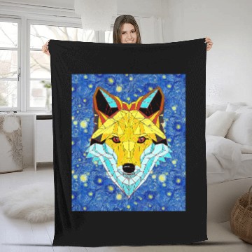 Discover Fox Lover Starry Night Animal Face Mandala Fox Fleece Blankets