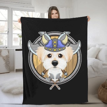 Discover Dog Maltese I Valhalla I Viking Fleece Blankets