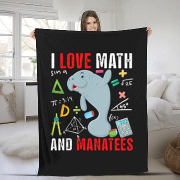 Discover I Love Math And Manatees Funny Math Lover Manatee Zoo Animal Fleece Blankets