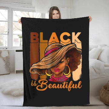 Discover Black Is Beautiful Melanin Afro Black Queen Black History 8 Fleece Blankets