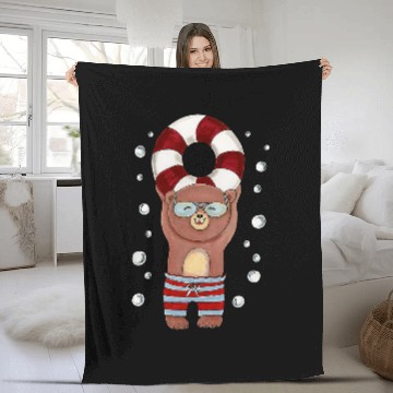 Discover Swimming Pool Teddy Bear Swim Team Baseball Tees Fleece Blankets