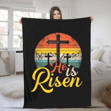 Discover Christian He Is Risen Christian Easter Jesus Christ Baseball Tees Fleece Blankets