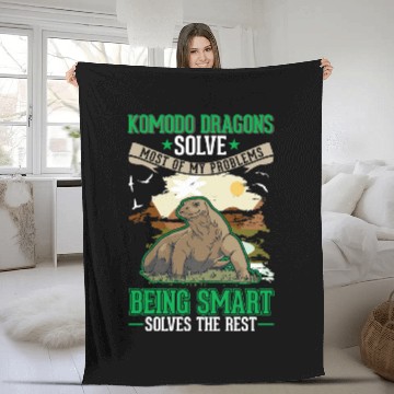 Discover Dragons Komodo Dragons solve mosts of my problems Komodo Dragon Fleece Blankets