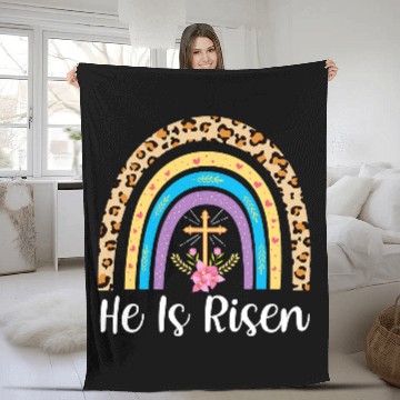 Discover Christian He Is Risen Rainbow Christian Happy Easter Jesus315 Christ Fleece Blankets