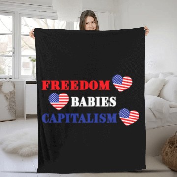 Discover Freedom Babies Capitalism American Flag Hearts Fleece Blankets
