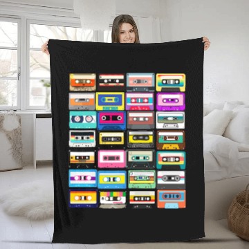 Discover Cassette Mixtape Retro 1980s 1990s Music vintages Graphic Fleece Blankets