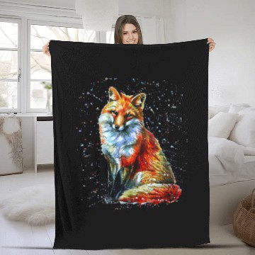 Discover Fox Lover Hand painted Fox Baseball Tees Fleece Blankets