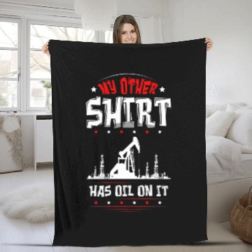 Discover Funny Oilfield Worker Gasoline Petroleum Roughneck Fleece Blankets