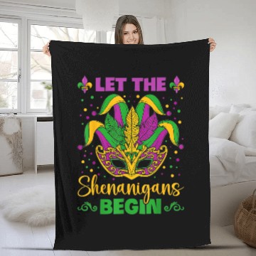 Discover Let The Shenanigans Begin Jester Hat Costume New Orleans Fleece Blankets