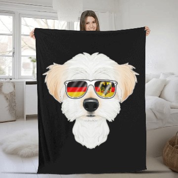 Discover Dog Maltese Germany Sunglasses I German Flag Fleece Blankets