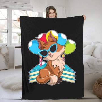 Discover Fox Lover Funny Party Cake Cool Sunglasses Party Animal Forest Fox Fleece Blankets
