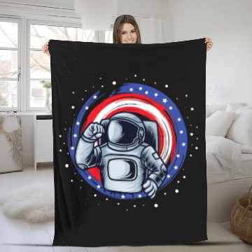 Discover Astronauts Funny Spaceman July 4th With Flag Astronaut Fleece Blankets
