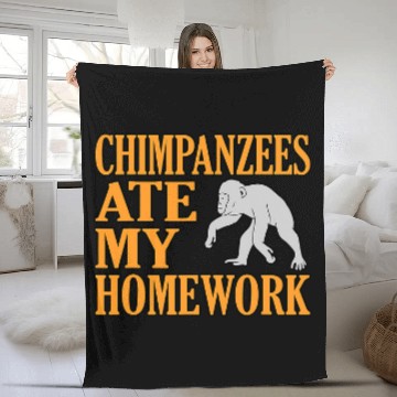 Discover Chimpanzee Ate My Homework Fleece Blankets