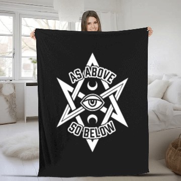 Discover As Above So Below Unicursal Hexagram With Eye And Moons Zip Fleece Blankets