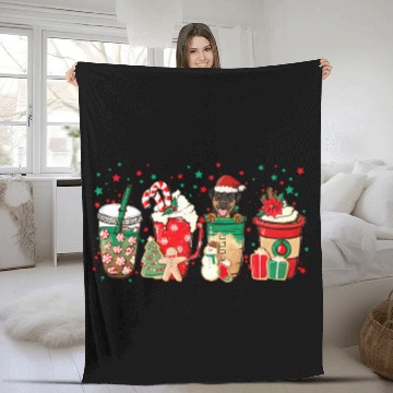Discover Dog Rottweiler Christmas Coffee Red Peppermint Latte Iced Rottweiler Baseball Tees Fleece Blankets