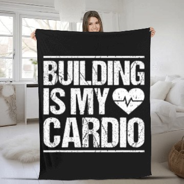 Discover Construction Site Cardio Construction Worker Zip Fleece Blankets