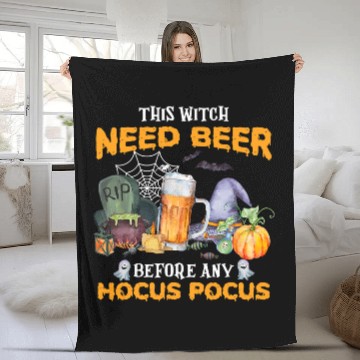 Discover Beer Witch Needs Beer Any Hocus Pocus Halloween91 Fleece Blankets