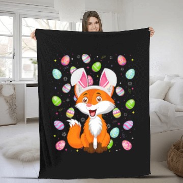 Discover Fox Lover Bunny Easter Egg Lover Funny Fox Easter Sunday Baseball Tees Fleece Blankets