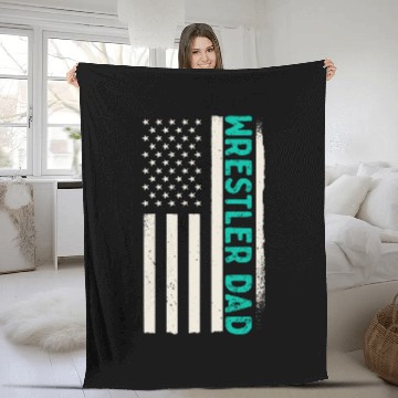 Discover Patriotic Wrestling Wrestler Dad American Flag 1 Fleece Blankets