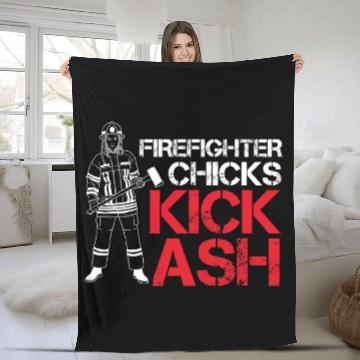 Discover Fireman Firefighter Chicks Kick Ash Firemen Fleece Blankets