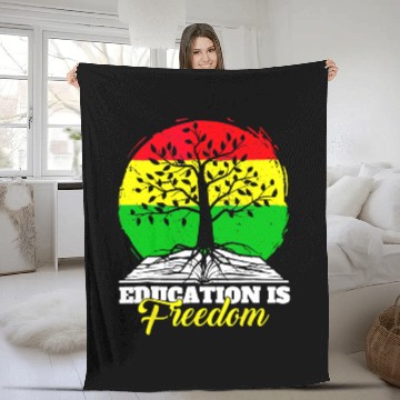 Discover Education Is Freedom African American Black History Educator 2 Fleece Blankets