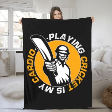 Discover Cricket Fan Playing Cricket Is My Cardio Cricket Player Cricketer Baseball Tees Fleece Blankets