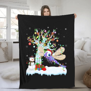 Discover Dragonfly xmass Element Tree Lighting Dragonfly Christmas 12 Fleece Blankets